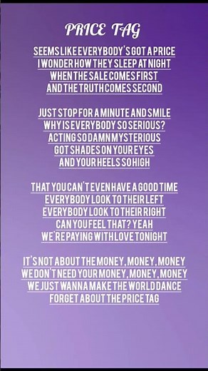 PRICE TAG 💕 lyrics #songlyrics #love #music