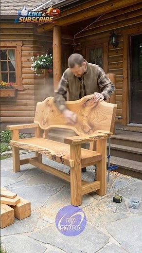 DIY Live Edge Wooden Bench Build | Simple Rustic Woodworking Project #shorts #woodworker
