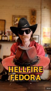 We call this hat Hellfire! Custom badass fedora in red made step by step! This hat is one bad mofo! Got that rocker style with a one of a kind shape and some wicked distressing. This hat would look amazing on somebody who’s trying to turn some serious heads and Wnats A Hat with some rock ‘n’ roll western flair! Stay wild #Fedora #hats #customhat #rocker #rockandroll #rocknroll | Wild Hats