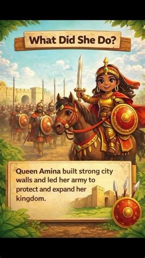 Meet Queen Amina 👑A fearless queen from Zaria who protected her people and expanded her kingdom.