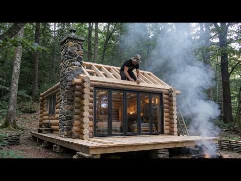 How to Build a Log Cabin in the Forest | Full Process (Start to Finish)