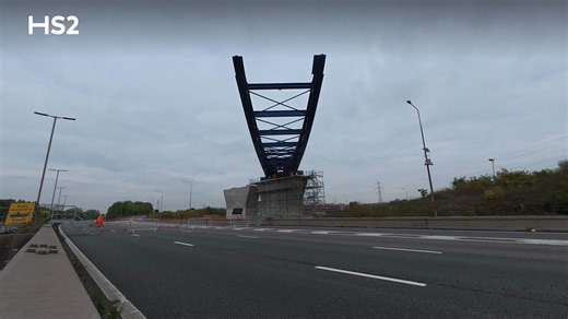 Our teams have reopened the #M6 ahead of schedule after sliding part of a huge new viaduct across the busy motorway. Over the weekend, the 230-metre east deck of the M6 south viaduct was moved into position over the M6 during a planned closure of the northbound and southbound carriageways near Birmingham Airport. Learn more: https://gloo.to/Fcca | High Speed Two Limited (HS2 Ltd)
