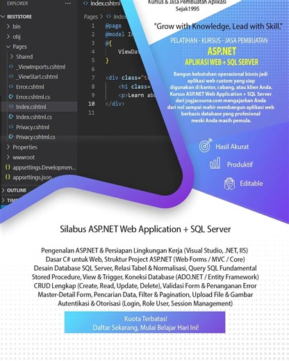 📢 KURSUS & JASA ASP.NET — WEB APPLICATION + SQL SERVER 💻🗄️