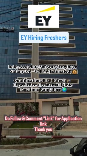 Raaj KB on Instagram: "Role: Associate Software Engineer Salary: ₹4 – ₹7 LPA (Estimated) 💰 Qualification: B.E. / B.Tech 🎓 Experience: Freshers Eligible Location: Bangalore 🌍 #raajkb #hiring #itjobs #freshers #python"
