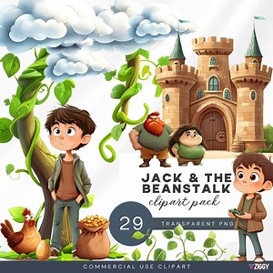 Jack and the Beanstalk Clipart: Fairytale Storybook Graphics (digital Download) - Etsy