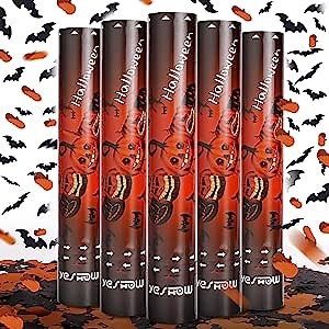 Halloween Confetti Cannon Party Poppers Shooters, YESHOW Orange Black Pumpkin Bat Confetti Bomb Blaster(5 pack) for Halloween Party Decorations