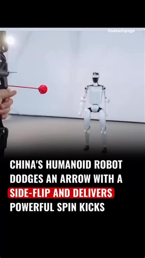 Tech Page on Instagram: "China’s new humanoid robot shows off incredible speed and agility, dodging an arrow with a smooth side-flip and following up with powerful spin kicks. Powered by advanced motion sensors, fast reaction algorithms, and precise joint control, it moves almost like a trained martial artist. It’s a striking example of how quickly robotic reflexes and coordination are evolving. #ai #technology #artificialintelligence #machinelearning #innovation #robotics #tech #robotics #tech 