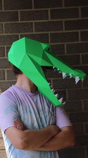 Crocodile mask Papercraft, diy mask, template #papercraft #diyproject #diy #lowpolyart #polygonal #3dpaperart #pdftemplate #kiddiy #originaldecor #3dmask #papermask #pepacura #cardboard #crocodile #maskanimal #crocodilemask