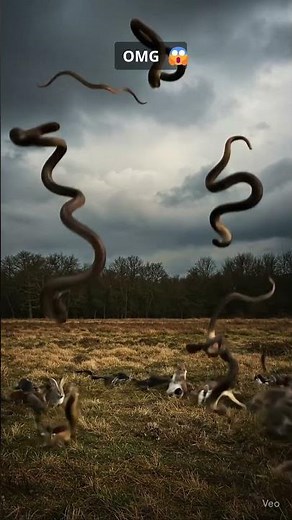 🐍🌧️ Snake Rain! Animals Panic as Tiny Snakes Fall from the Sky!