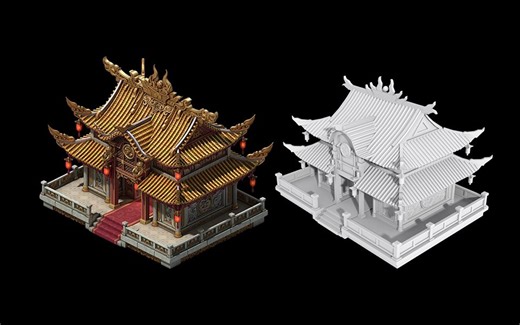 【MAYA场景建模】中国古建筑180分钟完整教学,真实案例帮助零基础小白掌握建模