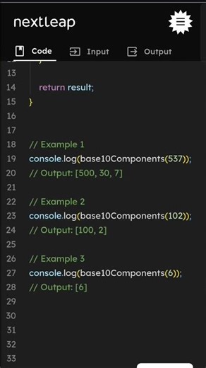 Express Number as Base-10 Components | Greedy Approach | JavaScript