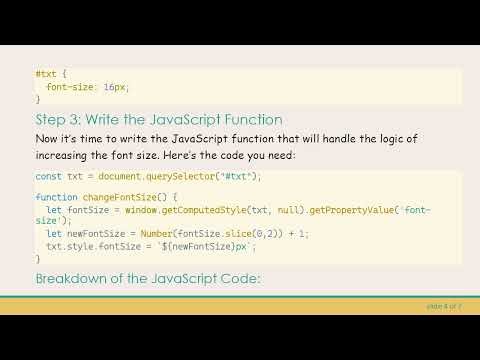 How to Create a Button that Increases Text Size by 1px using JavaScript
