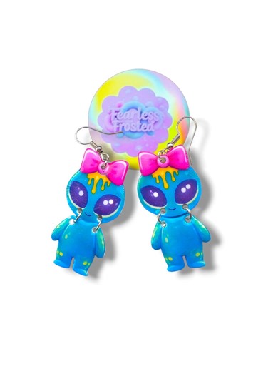 Alien Moon Y2k Dangle Earrings - Etsy