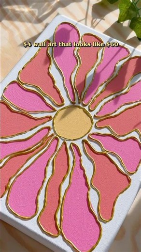 DIY Textured Flower Canvas Art | Wall Decor Under $5