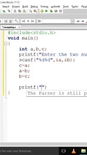 Swapping of two numbers using third variable in c programming language #coding#shorts #cprogramming