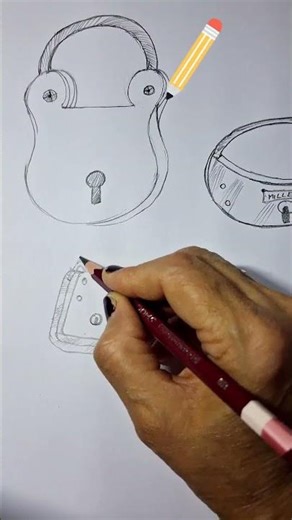 Easy lock drawing for beginners step-by-step #shorts #youtubeshorts #easydrawing