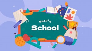 Motion Graphic of Flat back to school background with school supplies and blackboard | Free Stock Video Footage