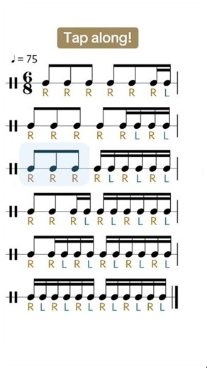 Rhythm tap along in 6/8 🌟🥁 #rhythm #drumming #learndrumming