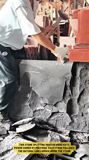 Manual Stone Splitting using Chisel and Hammer Technique – Good Tools and Machinery in Daily Work