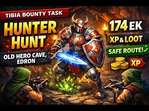 Tibia Bounty Task | Hunter Hunt (Old Hero Cave, Edron) | 174 EK #tibia