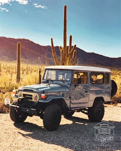 A happy owner creating new adventures on his amazing FJ Co G43-S Signature. The perfect contrast of the desert landscape and its stunning Cadet Blue paint. Listen to @1969_toyota_fj40 on the podcast from @classic_land_cruisers sharing what it’s like to adventure with his new G43-S Signature. #fjco1974G43S_SignatureCadetBlue #recaroseats #alpinecaraudio #magnusonsuperchargers #vintageair #braidwheels #fjco_wheels #FJ40 #FJ43 #bj40 #vintage4x4 #toyotalandcruiser #4x4 #toyotaclassic #landcruiser #c