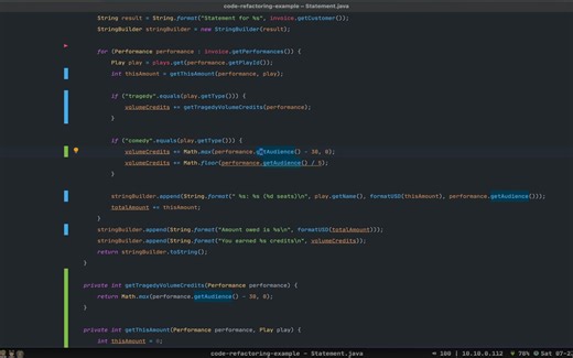 练习重构上的例子refactor example使用vim and idea