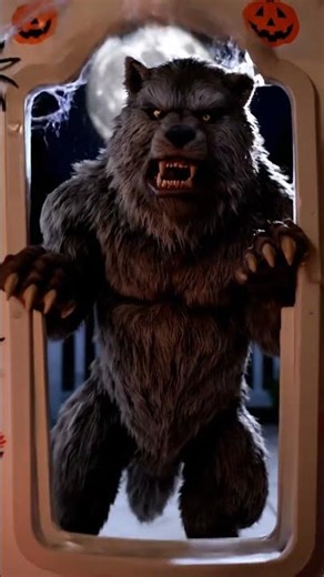 Werewolf Stuck in Dog Door #halloween #animation