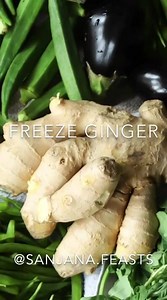 581K views · 2.1K reactions | Wanna see how I freeze my fresh ginger? Forget the faff of filling ice cube trays, try this instead! Just blend, fill a bag, flatten, freeze and snap off exactly how much you need for your recipe. When you’re done, just wash and refill the bag again. | Sanjana Feasts | Facebook