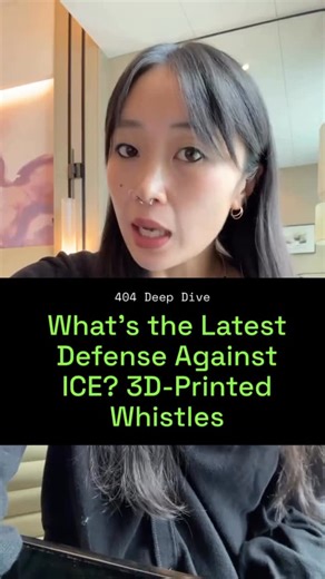 404 Media on Instagram: "This week on #404DeepDive, we look at how Chicagoans have turned to a novel piece of tech that marries the old-school with the new to warn their communities about the presence of ICE officials: 3D-printed whistles. Whistles have become a common sight in Chicago during the ongoing and aggressive ICE activity, with some local groups handing them out or people buying generic whistles from Amazon, Reuters reported. Corner shops and restaurants have also offered whistles for 