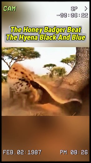 The honey badger beat the hyena black and blue. #wildaninals #animals #fyp