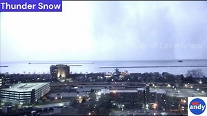 Thunder Snow illuminates a wall of Lake Snow near Buffalo, NY #thundersnow #snowvember | Andy Parker