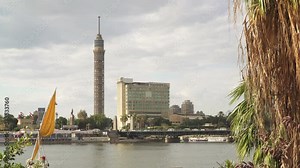 Panoramic view of River Nile and Cairo tower. Cairo city skyline.