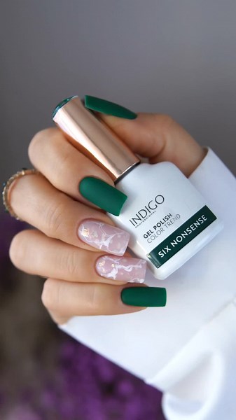 Bottle Green Matte Nail Styling for Autumn 2024