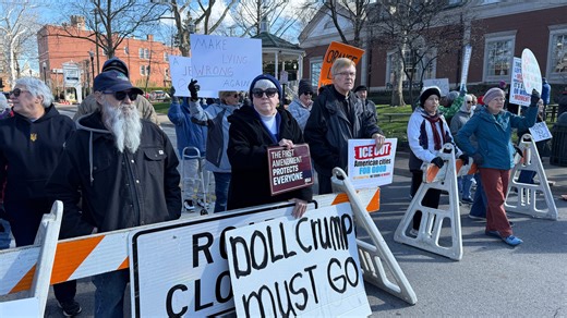 No Kings protesters brave cold temperatures to speak out against Trump