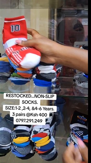 Restocked...non-slip socks Size 1-2, 2-4, 4-6 years. ✅️3 ksh 400 ✅️Reach us on 0797 291249. We deliver countrywide Dynamic mall,ML 122,3rd floor. We deliver countrywide. | Kids Closet