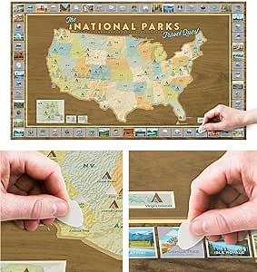 Map Your Travels National Park Travel Quest Scratch-Off Map Poster | Includes Scratch-Off Tool (16"x28") UPDATED FALL 2024