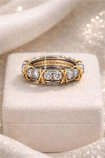 Rare Tiffany & Co Schlumberger Diamond Eternity Ring 18K Gold Platinum 1.30ct Designer Luxury Band - Etsy