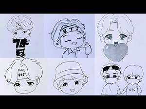 Tiny Tan BTS member Drawing - Pencil sketch / Tiny Tan BTS Drawing Tutorial / BTS Army Easy Drawing
