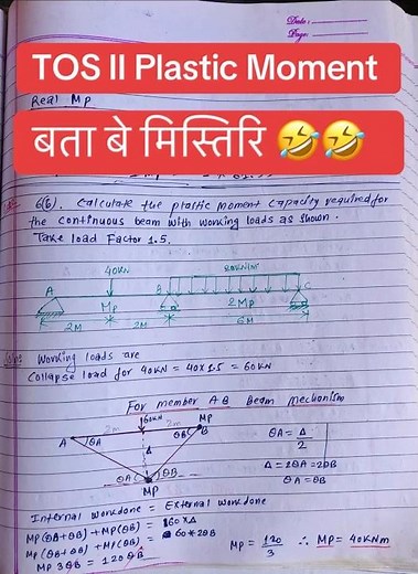 TOS II Plastic Moment All numericals solved #tos #tosII
