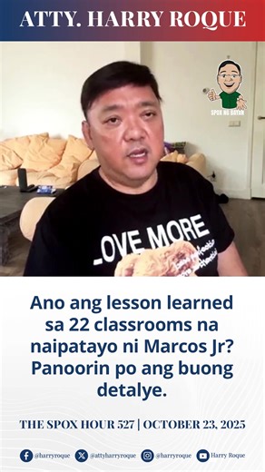 19K views · 688 reactions | Ano ang lesson learned sa 22 classrooms na naipatayo ni Marcos Jr? #HarryRoque #SpoxNgBayan | Harry Roque | Facebook