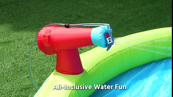 Yaheetech Inflatable Kids Water Slide, 5-in-1 Outdoor Blow Up Slide for Kids Aged 3-8 with Water Cannon, Basketball Hoop, Climbing Wall, Storage Bag & 350W Blower