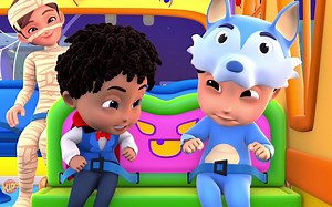 Halloween Wheels On The Bus | Spooky Cartoon Bus | Scary Rhymes and Kids Song