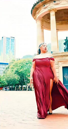 Iconic 😍❤️♥️ @FashionNovaCURVE @Fashion Nova 👗: Rosalee Satin Gown- Wine 👠: Carrie Clear Heart Kitten Heels - Black #parati #fyp #soymaaleja | Maleja&Louis