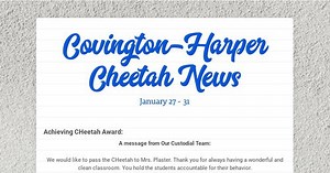 Covington-Harper Cheetah News