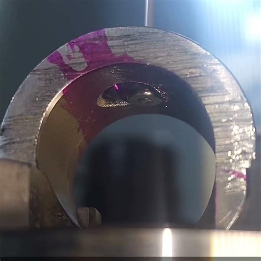 Thick-rooted stainless burr removed with ORBITOOL crosshole Deburring tool