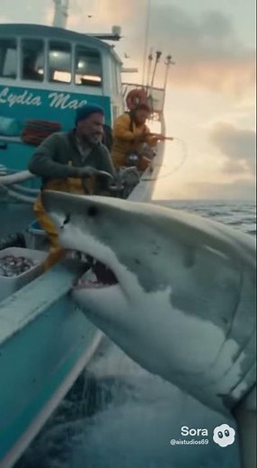 GREAT WHITE SHARK BITES THE BOAT! 🦈⚓