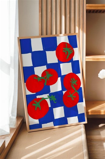 Tomato Checkerboard Art Print, Bold Kitchen Wall Decor (digital Download) - Etsy