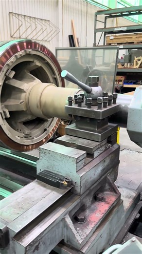 Preparing large rotor shaft for HVOF repair #hvof #thermalspray #machining #manufacturing