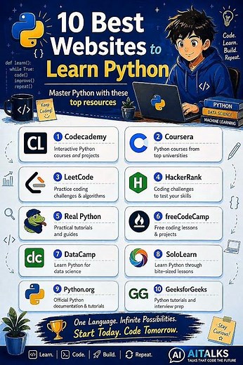10 Best Websites to Learn Python in 2026 🚀 | Beginner to Advanced Resources #learntocode