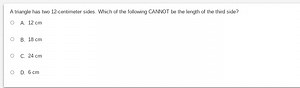 A triangle has two 12 -centimeter sides. Which of the following... | Filo